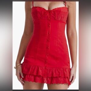 Elegant Red Lace Corset Dress